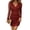 Red, variant on Summer Dresses For Women V-Neck Dress Lace Long Sleeve Skirt Pleated Dresses Mid-Length Dresses