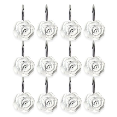 Shower Curtain Hooks Flower Decorative Bath Curtains Hooks Rings