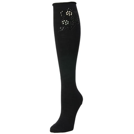 

MeMoi Pearl Bedazzled Cotton Blend Knee High Socks - Womens - Female