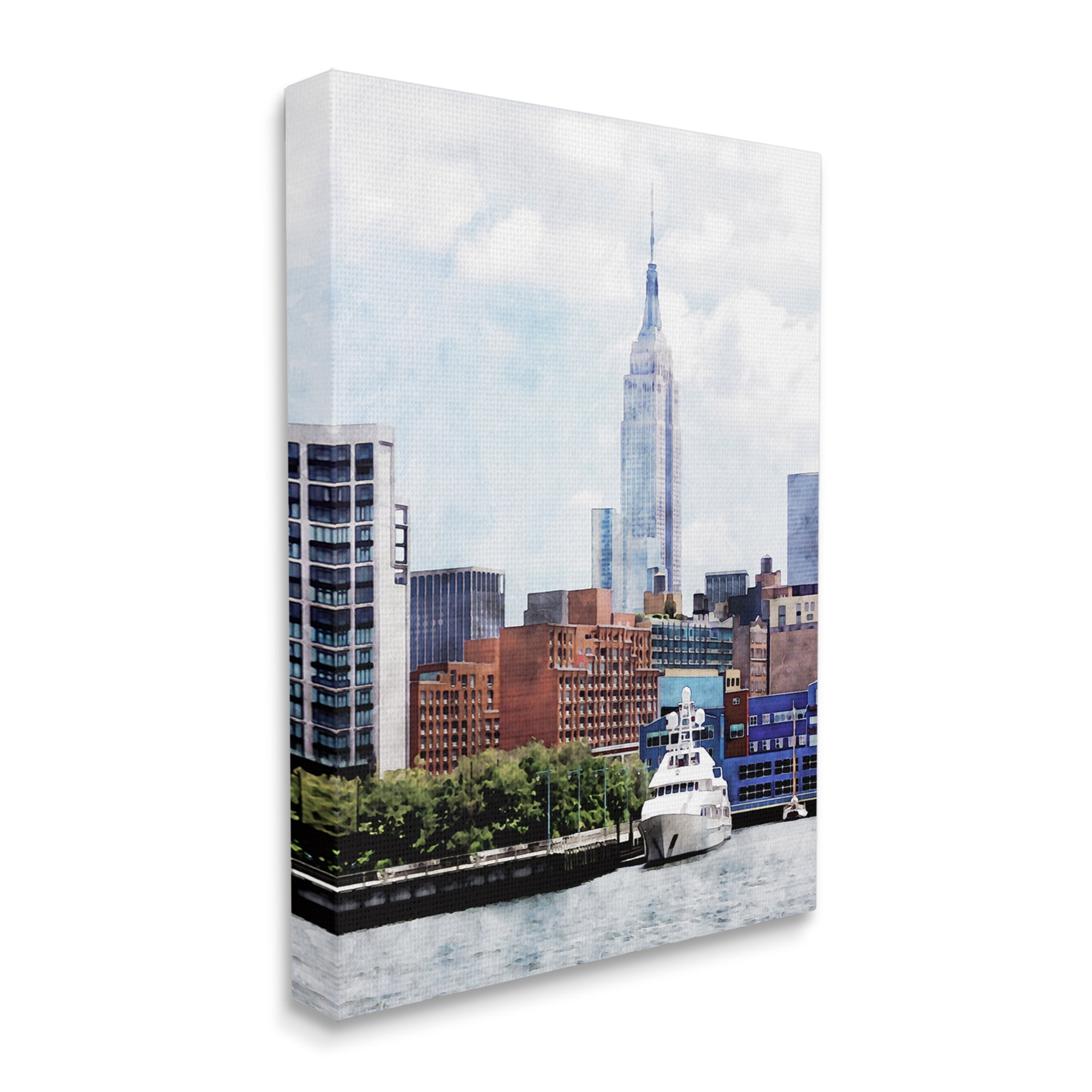 Stupell Industries New York Pier Metropolis Skyline Town & City Painting Gallery Wrapped Canvas Print Wall Art