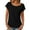 Black, variant on Tops for Women Plus Size Round Neck Short Sleeved Solid Color Hollowed Out Casual T-Shirt Blue L