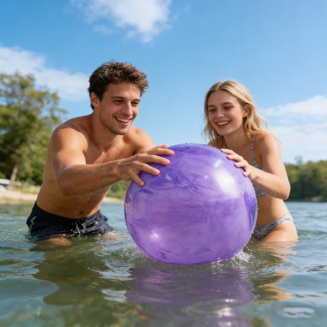 CaiYueKe 9 Inch PVC Inflatable Colorful Beach Ball Summer Pool Party Outdoor Water Fun Game Toy for Adults Swimming Pool Beach Lake Marble Pattern Design Portable Durable Lightweight