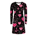 thumbnail image 5 of Sakmal Short Moomoo Nightgowns for Women Black Soft Night dress Heart Print Long Sleeve Nightgowns for Women, 5 of 7