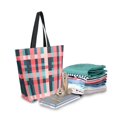 thumbnail image 2 of FORMRS Womens Canvas Tote Bag with Zipper Inner Pocket Shoulder Handbag, Red Teal Stripes, 2 of 7