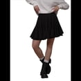 thumbnail image 3 of Falda Plisada para Mujer, Básica, Informal, de Cintura Alta, con Volantes, Acampanada, Minifalda. Negro XL, 3 of 9