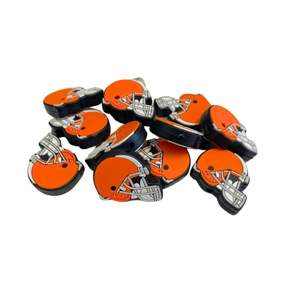 Cleveland Focal Bead Sports Football Helmet 12pk 1.14 for Bulk Keychains Silicone Charm Beadable Pens Freshie Hangers Logo Orange