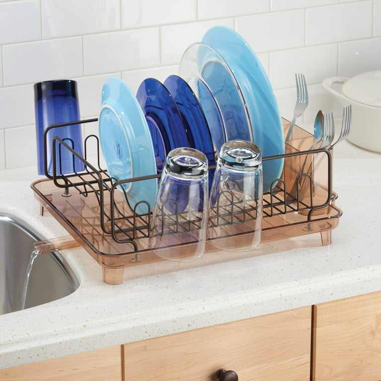 Simple Houseware 2-Tier Dish Rack with Drainboard, Bronze
