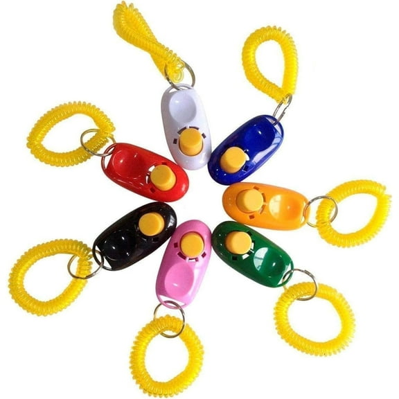 7-Pack Dog Clicker for Training with Wrist Strap Handbands, 2-Inch Multicolor Pet Training Clickers for Puppy Dogs & Cats, Effective Behavioral Training Tools with Positive Reinforcement Aids