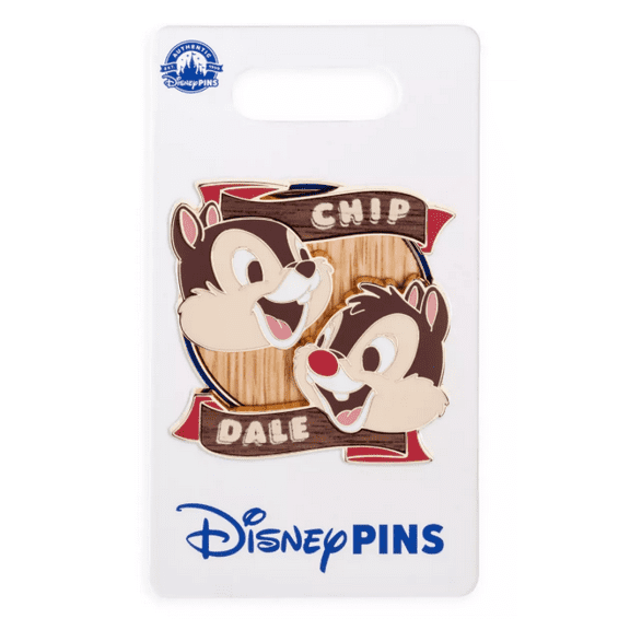 Disney Parks Chip 'n Dale Wood Inlay Pin New With Card
