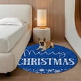 thumbnail image 2 of Round Rugs 8Ft, Blue Merry Christmas Round Area Rug Washable Indoor Throw Carpet, Xmas Winter Snowflake Blue White Large Non Slip Circle Rug for Kids Room RV Home Decor Aesthetic, 2 of 8