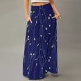 thumbnail image 2 of WULMLEO Long Skirts for Women Casual High Waist Maxi Skirt Flowy Aline Boho Beach Vacation Skirts with Pockets Dark Blue S, 2 of 5