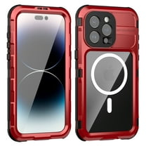 ELEHOLD for iPhone 15 Pro Max Waterproof Rugged Case Mag Safe Compatible Built-in Screen Protector IP68 Underwater 360° Full Body Shockproof Dustproof Magnetic Case for iPhone 15 Pro Max,Red