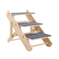 thumbnail image 2 of DimyFew Wooden Pet Stair Dog Ladder Portable Creative,Stable Carpeted Pet Ramp 2 in 1,for High Beds Cars for Small Medium Large Dogs 3 steps, 2 of 8