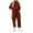 Brown, variant on Women's Casual Fall Outfit Sets Plus Size Solid Color Round Neck Long Sleeved Set With Pockets And Wide Leg Pants