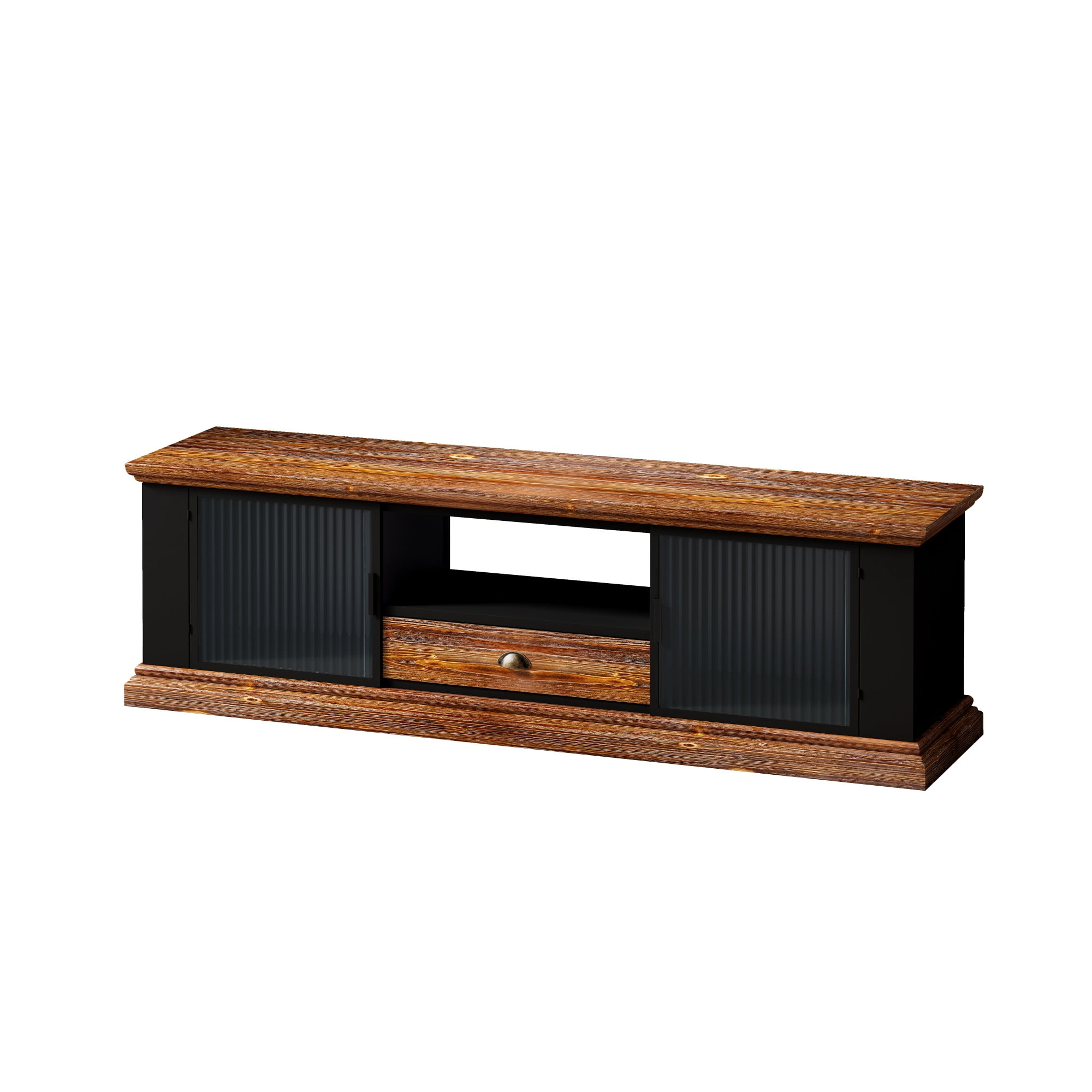 Resenkos Modern TV Stand with 2 Storage Cabinets and Drawer, TV Console Table Media Entertainment Center for Living Room Black&Brown Resenkos Modern TV Stand with 2 Storage Cabinets and Drawer, TV Console Table Media Entertainment Center for Living Room Black&Brown