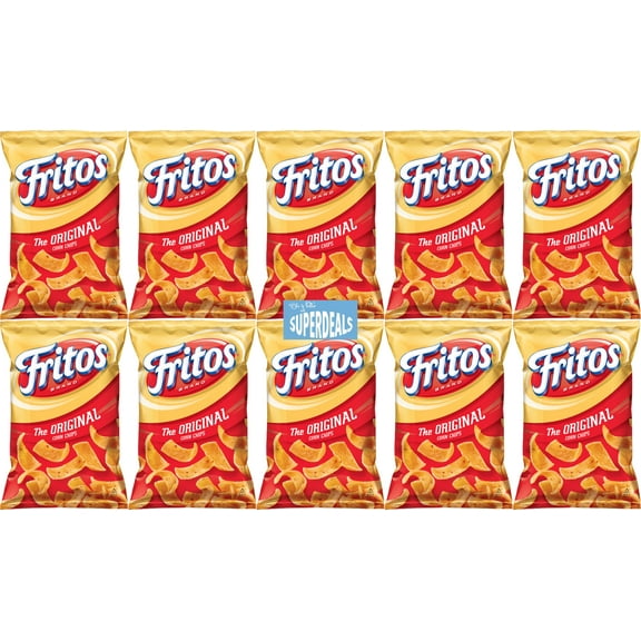 Fritos Corn Chips, Original, Bundled by SUPERDEALS with mystery gift, 2-Ounce Large Single Serve Bags (Pack of 10)