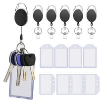 MRSXXNTY 6 Pack ID Badge Holder with Clip Badge Reels Retractable Heavy Duty Clear Id Card Vertical Lanyard Holder with Carabiner Badge Reel with 21.6 inches Pull Cord