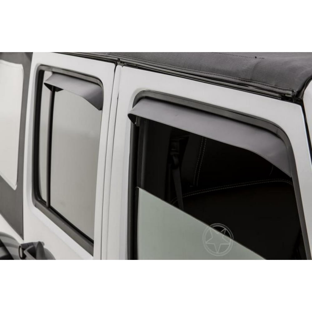 AVS 0718 Jeep Wrangler Ventshade Front & Rear Window Deflectors 4pc Black