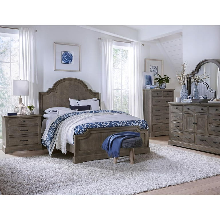 Progressive Furniture Meadow Door Dresser and Mirror in Weathered Gray
