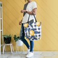 thumbnail image 4 of FORMRS Womens Canvas Tote Bag with Zipper Inner Pocket Shoulder Handbag, Beige Plaid Lemon, 4 of 7