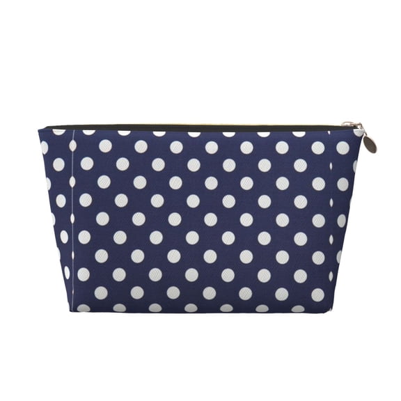 Polka Dot Navy Pattern Travel Handbag Leather Purse Organizer Tidy Bag Purse Toiletry Clutch For Women