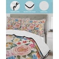 thumbnail image 3 of Twin Quilt Bedding Set, Boho Pink Flowers Reversible Summer Quilt 3 Pieces, Colorful Floral Spring Vintage Botanical Lightweight Bedspreads Coverlets with 2 Pillow Shams for All Seasons, 3 of 5