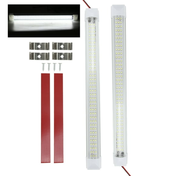 Iluminación interior de automóvil Unique Bargains con 108 perlas de lámpara, tira de luz blanca para automóvil, camión, SUV, autocaravana, RV, autobús, caravana, barco, cuadrada, 2 Pcs