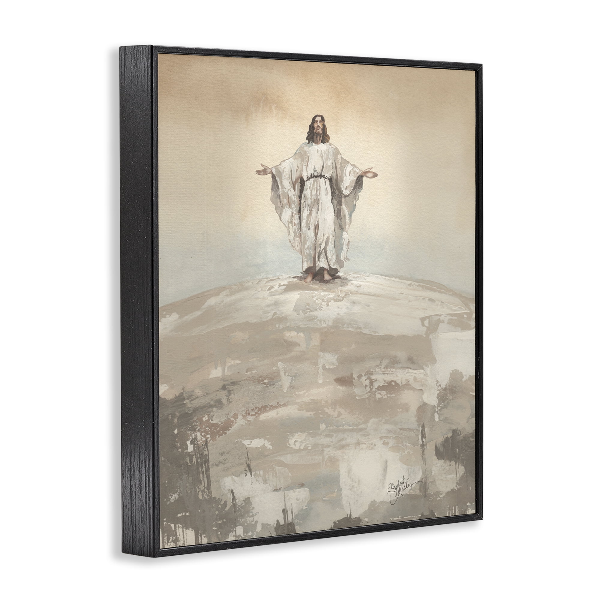 Stupell Industries Jesus on Hill Black Framed Giclee Art, design by Elizabeth Medley