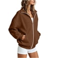 thumbnail image 4 of Axiiglly Hoodies for Women, Full Zip Up Lapel Long Sleeve Jacket with Pockets, Solid Brown Athletic Sweatshirts S-2XL, L, 4 of 8