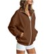 thumbnail image 3 of LLYWEY Zip-Up Sudadera Suave de Manga Larga con Cuello Alto y Estampado Sólido, para Mujer, 3 of 8