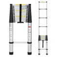 thumbnail image 1 of 12.5ft/15.5ft/20.5ft Aluminum Telescoping Ladder, Extension Ladder with Safety Lock,  Collapsible Ladder for Home Work RV Outdoor Silver, 1 of 7