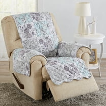 Great Bay Home Floral Patchwork Reversible Washable Pet Furniture Protector  (26" Recliner, Gray / Aqua)