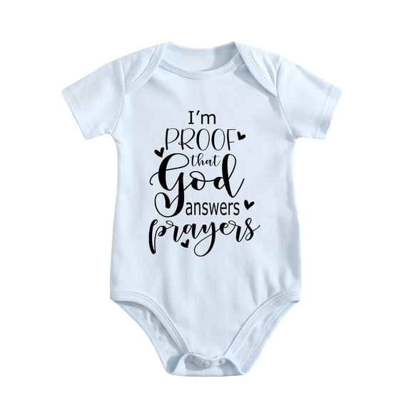 I'm Proof That God Answers Prayers Baby Bodysuit Cute Newborn Boy Funny Rompers Girl Baby Blue-style-1 6-9M
