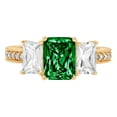 thumbnail image 3 of 3.61 ct Emerald Cut Simulated Emerald 3 Stone 18K Yellow Gold Womens Engagement Ring, 3 of 6