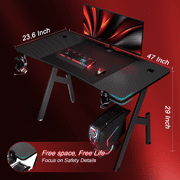 HLDIRECT 47 inch Gaming Desk, Ergonomic Gamer Table, Computer Table, Pc Workstation