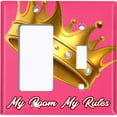 thumbnail image 2 of Metal Light Switch Plate Outlet Cover (My Room My Rules Crown Pink Tilted - Single Rocker Single Toggle), 2 of 2