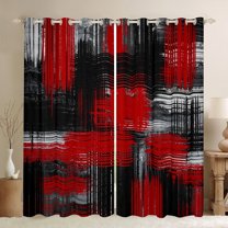 Manfei Geometric Graffiti Desgin Curtains Pack of 2 (42x84 Each),Modern Abstract Aesthetic Curtains Blackout,Red Black Gray Bedroom Curtains For Kids,Ultra Soft Home Decor
