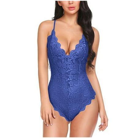 XWSHYW Sleepwear for Women Plus Size Solid Color Lace Bra and Panty Sets Sexy Halter Sleeveless Sleepwear Summer Savings Clearance