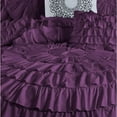 thumbnail image 3 of DNG Creations 3 Piece Luxury Circle Ruffle Comforter with 1 Freebie Ruffle Pillow All-season 550 GSM 800TC, 100% Egyptian Cotton ( Oversized Queen Size ) Solid Plum Colour, 3 of 5