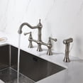 thumbnail image 2 of Cfowner Brass Bridge Kitchen Faucet, Kitchen Sink Faucet with Pull-Out Side Spray, Brushed Nickel, 2 of 6
