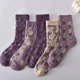 thumbnail image 2 of Yuanlong Women's 3D Embossed Jacquard Crew Socks Spring And Autumn Socks Soft Trendy Holiday Casual Hosiery, 2 of 3