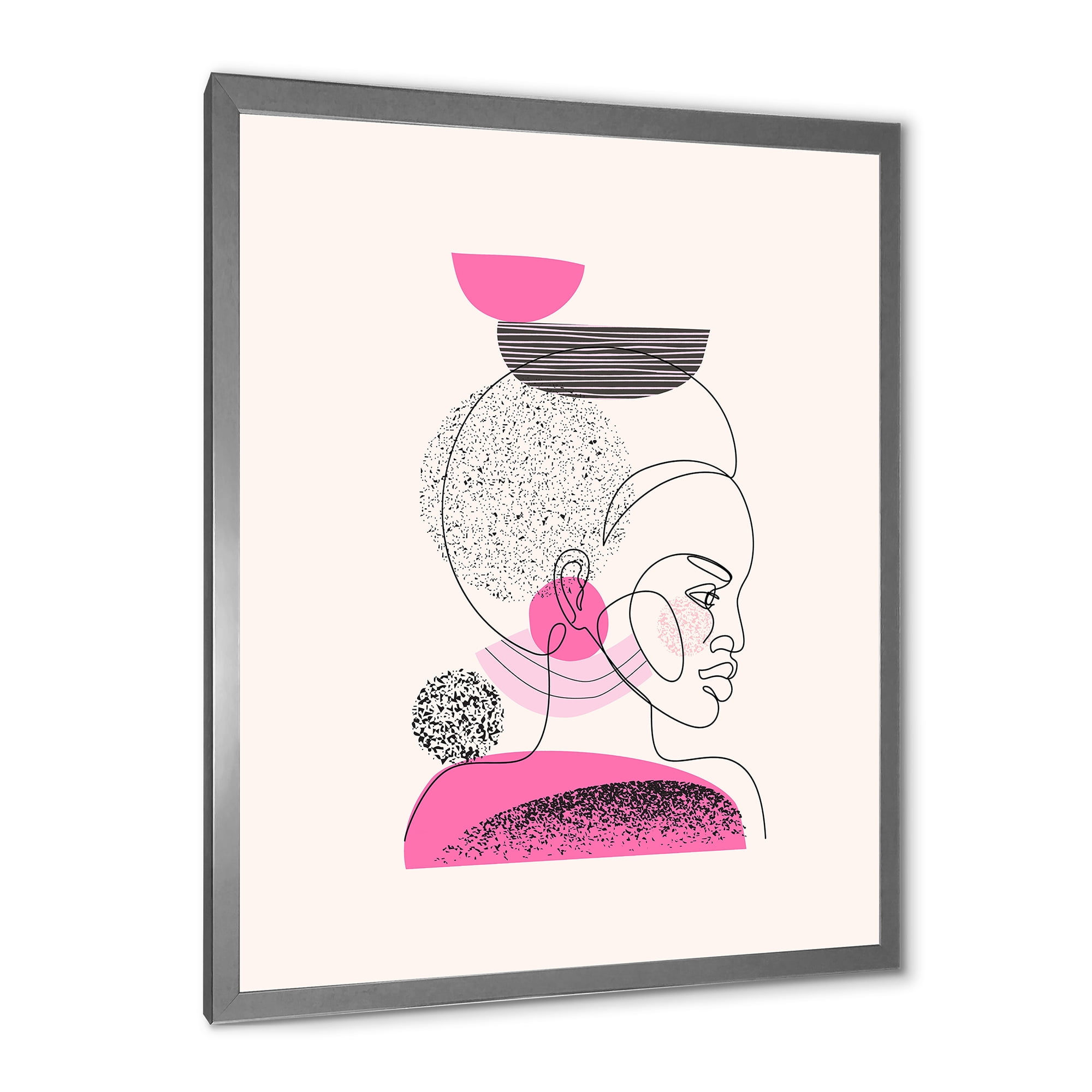 Designart 'One Line Portrait of Afro American Women V' Modern Framed Art Print
