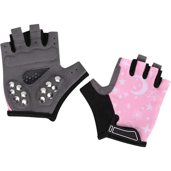 HUGFEGWE Kids Fingerless Cycling Gloves Child Riding Half Fingers Sunscreen Anti-UV Protection Touchscreen Cooling Breathable Gloves Sports Non-Slip Grip Bike Golf Outdoor Workout Mittens