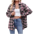 thumbnail image 1 of 2025 Chemises Décontractées Amples d'Automne pour Femmes Manches Chemise à Carreaux Patchwork Boutonnée Tuniques pour Femmes, 1 of 8