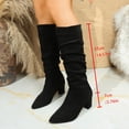 thumbnail image 5 of Purcolt Mid-Calf Boots for Women Vintage Trendy Faux Suede Pointed Toe Block Heel Booties Comfort Casual Non-Slip Pull-on Western Cowgirl Boots for Club Concert Trave, 5 of 9