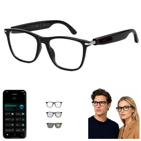 GenXenon AI Smart Glasses with Photochromic Lenses,164 Languages Translation Support,Bluetooth 5.4 Audio Eyewear with Voice Assistant,Hands-Free Calls & Music,UV400 Protection for Men Women
