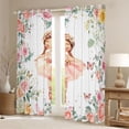 thumbnail image 2 of jejeloiu Kawaii Ballet Dancer Curtains Pack of 2 (42x84 Each),Rustic Flower Floral Curtains Blackout,Romantic Pink Rose Bedroom Curtains For Girls Kids,Ultra Soft Home Decor, 2 of 6