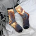 thumbnail image 5 of Fuzoiu Rainbow Cloud White Horse Print Athletic Crew Socks for Men & Women,Casual Crew Socks,Above Ankle Crew Socks for Business, Casual, 5 of 6