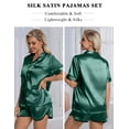 thumbnail image 4 of DAKIMOE Womens Silk Satin Pajamas Short Sleeve Loungewear Two-Piece Sleepwear Button-Down Pj Set, 4 of 6