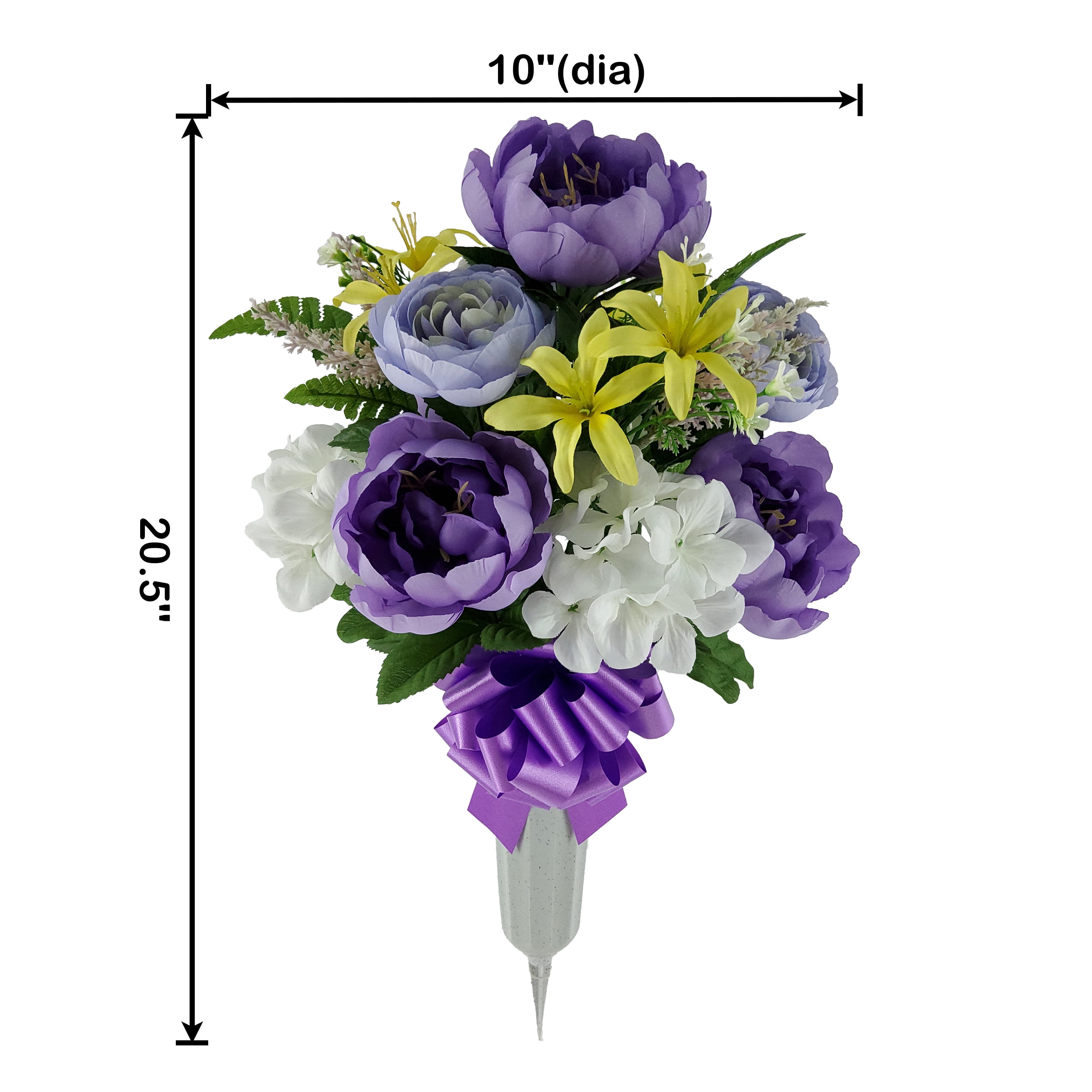 Mainstays 20.5in Outdoor Artificial Peony Flowers in Vase, Purple Color